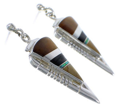 Genuine Sterling Silver Multicolor Inlay Earrings EX31432